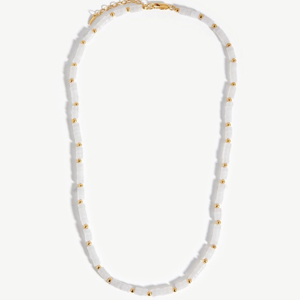 BNWOT Missoma Medium Beaded Stack Necklace NEVER WORN in 18ct Gold Plated White